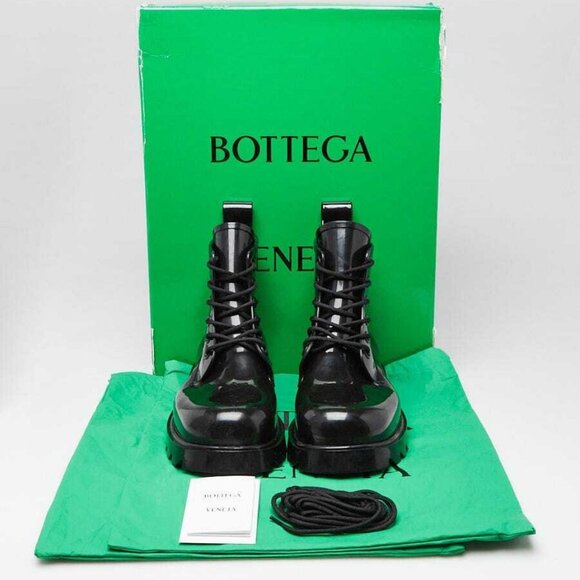 Bottega Black Rubber Stride Lace Up Boots Size 11.5/42 - Picture 1 of 5